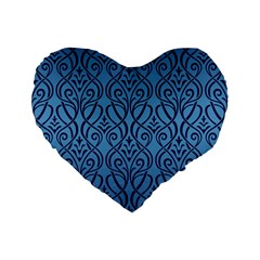 Art Nouveau Teal Standard 16  Premium Flano Heart Shape Cushions by NouveauDesign