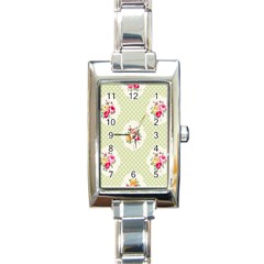 Green Shabby Chic Rectangle Italian Charm Watch by NouveauDesign