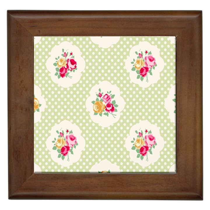 green shabby chic Framed Tiles