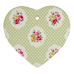 Green Shabby Chic Ornament (heart) by NouveauDesign