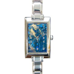 Ocean Blue Gold Marble Rectangle Italian Charm Watch by NouveauDesign