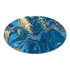 Ocean Blue Gold Marble Oval Magnet by NouveauDesign