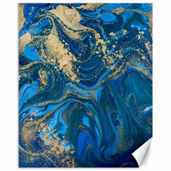 Ocean Blue Gold Marble Canvas 11  X 14   by NouveauDesign