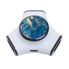 Ocean Blue Gold Marble 3-port Usb Hub