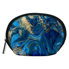 Ocean Blue Gold Marble Accessory Pouches (medium)  by NouveauDesign