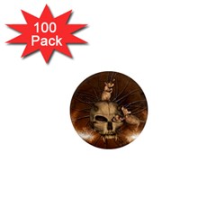 Awesome Skull With Rat On Vintage Background 1  Mini Magnets (100 Pack)  by FantasyWorld7