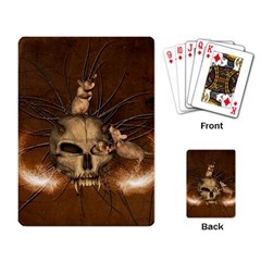 Awesome Skull With Rat On Vintage Background Playing Card by FantasyWorld7