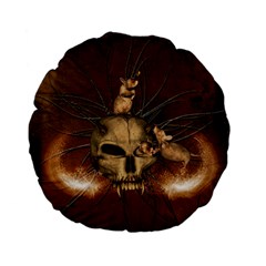 Awesome Skull With Rat On Vintage Background Standard 15  Premium Flano Round Cushions by FantasyWorld7