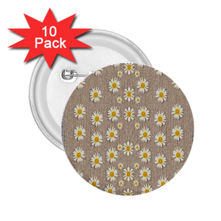 Star Fall Of Fantasy Flowers On Pearl Lace 2.25  Buttons (10 pack) 