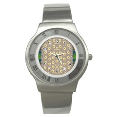 Star Fall Of Fantasy Flowers On Pearl Lace Stainless Steel Watch by pepitasart