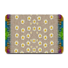 Star Fall Of Fantasy Flowers On Pearl Lace Small Doormat  by pepitasart