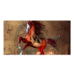 Awesome Horse  With Skull In Red Colors Satin Shawl by FantasyWorld7