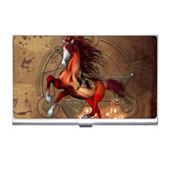 Awesome Horse  With Skull In Red Colors Business Card Holders by FantasyWorld7