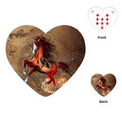 Awesome Horse  With Skull In Red Colors Playing Cards (heart)  by FantasyWorld7