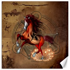 Awesome Horse  With Skull In Red Colors Canvas 16  X 16   by FantasyWorld7