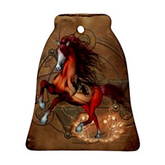 Awesome Horse  With Skull In Red Colors Bell Ornament (two Sides) by FantasyWorld7