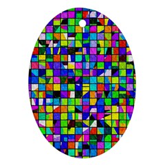 Colorful Squares Pattern                             Ornament (oval) by LalyLauraFLM