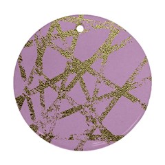 Modern,abstract,hand Painted, Gold Lines, Pink,decorative,contemporary,pattern,elegant,beautiful Ornament (round) by NouveauDesign