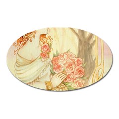 Beautiful Art Nouveau Lady Oval Magnet by NouveauDesign