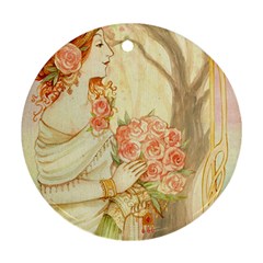 Beautiful Art Nouveau Lady Round Ornament (two Sides) by NouveauDesign