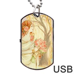 Beautiful Art Nouveau Lady Dog Tag Usb Flash (one Side) by NouveauDesign