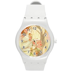 Beautiful Art Nouveau lady Round Plastic Sport Watch (M)