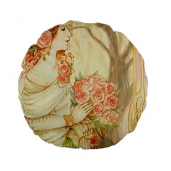 Beautiful Art Nouveau Lady Standard 15  Premium Round Cushions by NouveauDesign