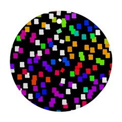 Colorful Rectangles On A Black Background                                 Ornament (round) by LalyLauraFLM