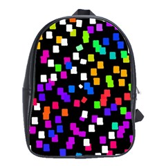 Colorful Rectangles On A Black Background                                 School Bag (large) by LalyLauraFLM