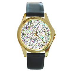 Paint On A White Background                                  Round Gold Metal Watch