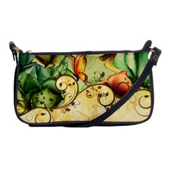 Wonderful Flowers With Butterflies, Colorful Design Shoulder Clutch Bags by FantasyWorld7