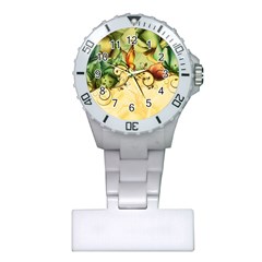 Wonderful Flowers With Butterflies, Colorful Design Plastic Nurses Watch by FantasyWorld7