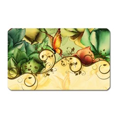 Wonderful Flowers With Butterflies, Colorful Design Magnet (rectangular)