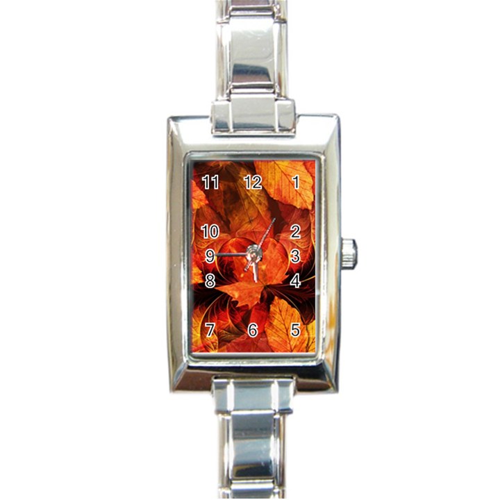 Ablaze With Beautiful Fractal Fall Colors Rectangle Italian Charm Watch