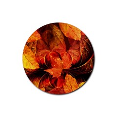 Ablaze With Beautiful Fractal Fall Colors Rubber Coaster (round)  by jayaprime