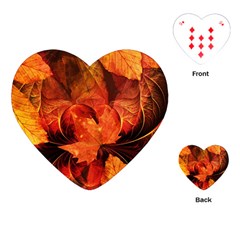 Ablaze With Beautiful Fractal Fall Colors Playing Cards (heart)  by jayaprime