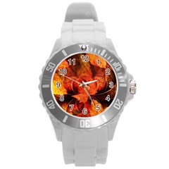 Ablaze With Beautiful Fractal Fall Colors Round Plastic Sport Watch (l) by jayaprime