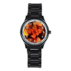 Ablaze With Beautiful Fractal Fall Colors Stainless Steel Round Watch by jayaprime