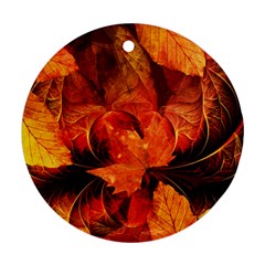 Ablaze With Beautiful Fractal Fall Colors Round Ornament (two Sides) by jayaprime