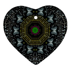 Leaf Earth And Heart Butterflies In The Universe Heart Ornament (two Sides) by pepitasart