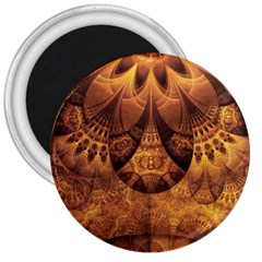 Beautiful Gold And Brown Honeycomb Fractal Beehive 3  Magnets by jayaprime