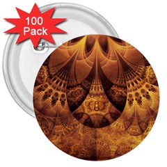 Beautiful Gold And Brown Honeycomb Fractal Beehive 3  Buttons (100 Pack)  by jayaprime