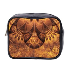Beautiful Gold And Brown Honeycomb Fractal Beehive Mini Toiletries Bag 2-side by jayaprime