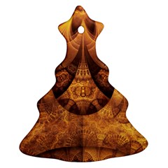 Beautiful Gold And Brown Honeycomb Fractal Beehive Christmas Tree Ornament (two Sides) by jayaprime