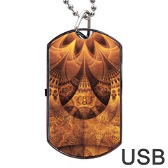 Beautiful Gold And Brown Honeycomb Fractal Beehive Dog Tag Usb Flash (two Sides) by jayaprime