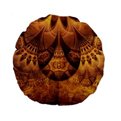 Beautiful Gold And Brown Honeycomb Fractal Beehive Standard 15  Premium Round Cushions by jayaprime