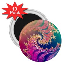 Rainbow Octopus Tentacles in a Fractal Spiral 2.25  Magnets (10 pack) 