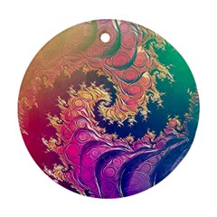 Rainbow Octopus Tentacles in a Fractal Spiral Round Ornament (Two Sides)