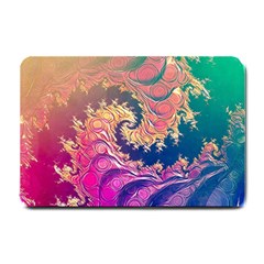 Rainbow Octopus Tentacles In A Fractal Spiral Small Doormat  by jayaprime