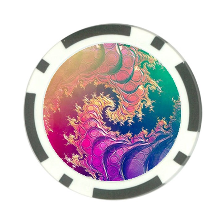 Rainbow Octopus Tentacles in a Fractal Spiral Poker Chip Card Guard